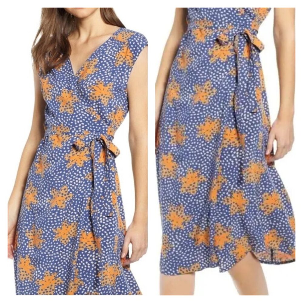 The Odells | Robles Blue Print Wrap Dress | L | NWT